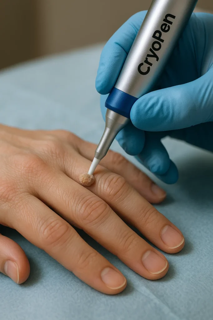 example of cryopen wart removal Temple Mills treatment on a persons finger