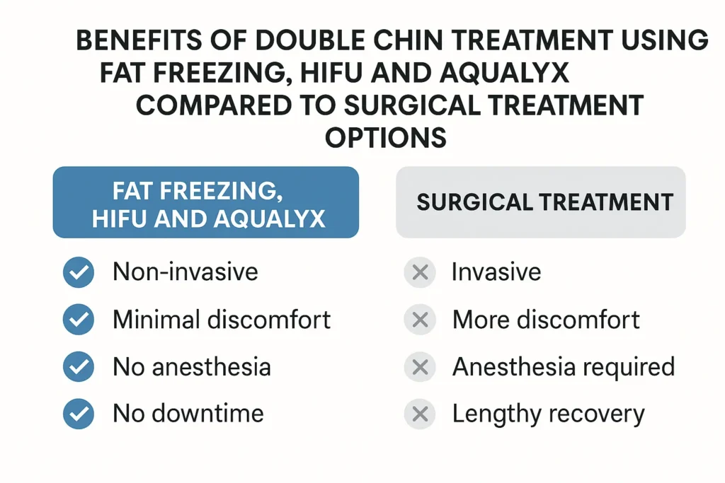 Graphic about the benefits of double chin treatment Temple Mills - from LA LIPO