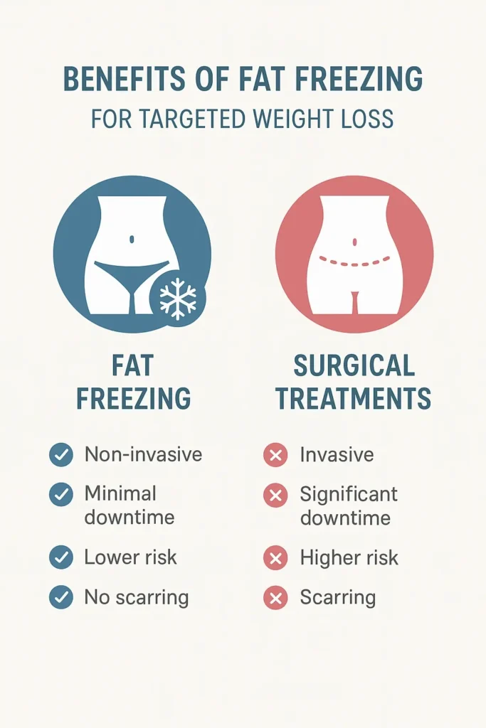graphic showing the benefits of fat freezing Temple Mills