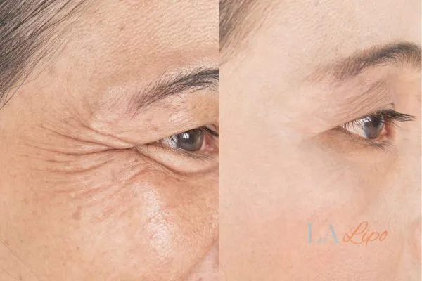 Before and after results of woman - HI-fu wrinkles reduction treatment Temple Mills
